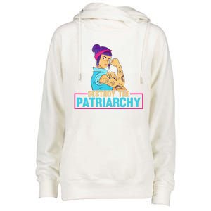 Womens Radical Feminist Feminism Destroy The Patriarchy Womens Funnel Neck Pullover Hood