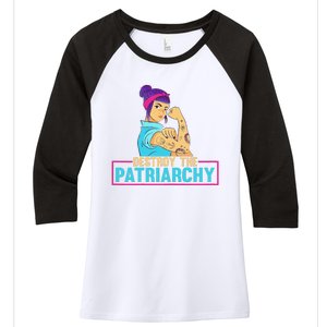 Womens Radical Feminist Feminism Destroy The Patriarchy Women's Tri-Blend 3/4-Sleeve Raglan Shirt