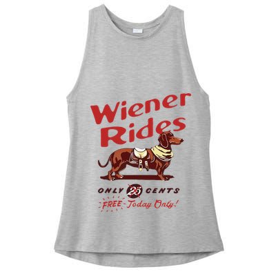 Wiener Rides Free Today Only Funny Wiener Dog Ladies PosiCharge Tri-Blend Wicking Tank