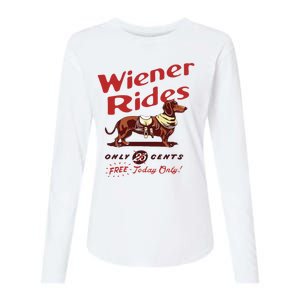 Wiener Rides Free Today Only Funny Wiener Dog Womens Cotton Relaxed Long Sleeve T-Shirt