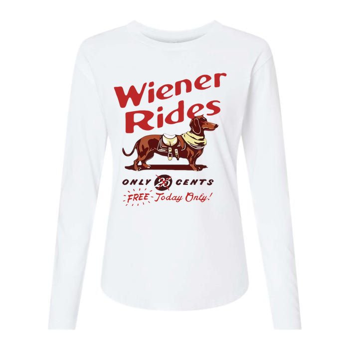 Wiener Rides Free Today Only Funny Wiener Dog Womens Cotton Relaxed Long Sleeve T-Shirt