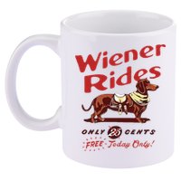 Wiener Rides Free Today Only Funny Wiener Dog 11oz C Handle Ceramic Mug