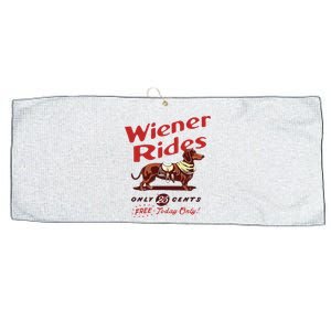 Wiener Rides Free Today Only Funny Wiener Dog Large Microfiber Waffle Golf Towel