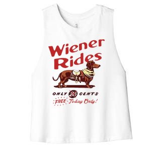 Wiener Rides Free Today Only Funny Wiener Dog Women's Racerback Cropped Tank