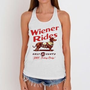 Wiener Rides Free Today Only Funny Wiener Dog Women's Knotted Racerback Tank