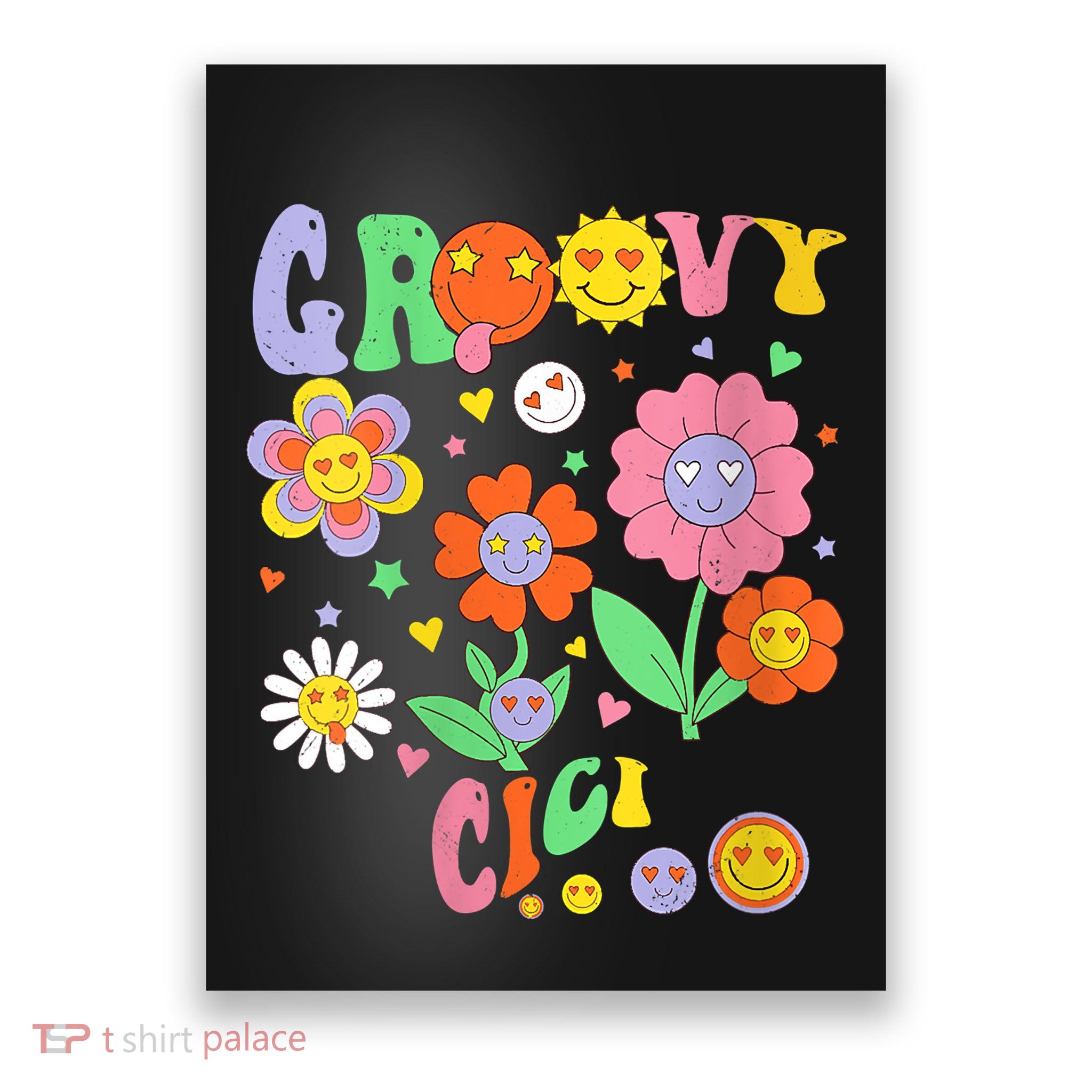 Womens Retro Groovy Cici Groovy Birthday Party Matching Family Poster