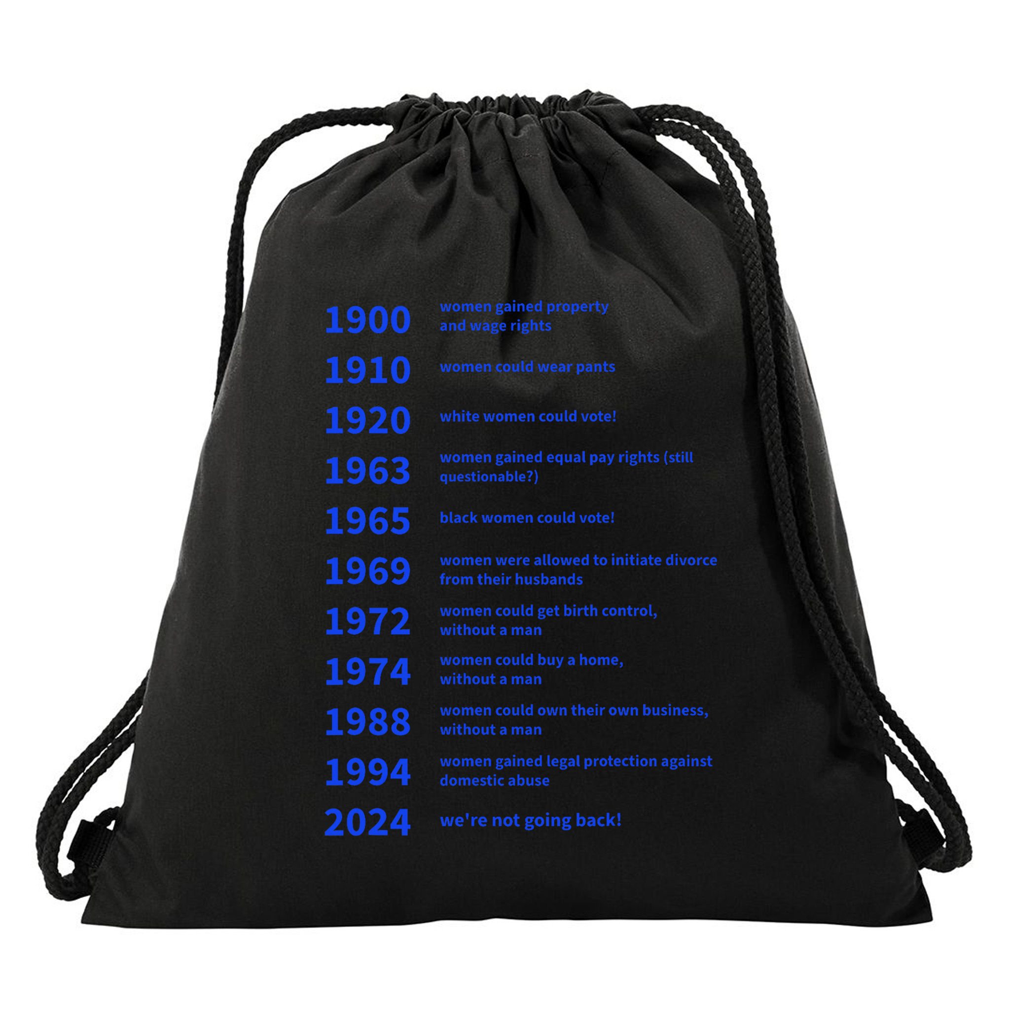 Women Rights Gained By Date Motivation Drawstring Bag