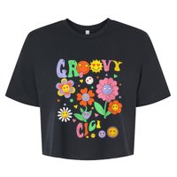 Wo Retro Groovy Cici Groovy Birthday Party Matching Family Bella+Canvas Jersey Crop Tee