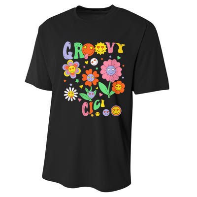 Wo Retro Groovy Cici Groovy Birthday Party Matching Family Performance Sprint T-Shirt