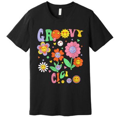 Wo Retro Groovy Cici Groovy Birthday Party Matching Family Premium T-Shirt