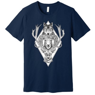 Wolf Ram Hart Premium T-Shirt