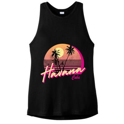 Womens Retro Havana Cuba California Beach Sunset Ladies PosiCharge Tri-Blend Wicking Tank