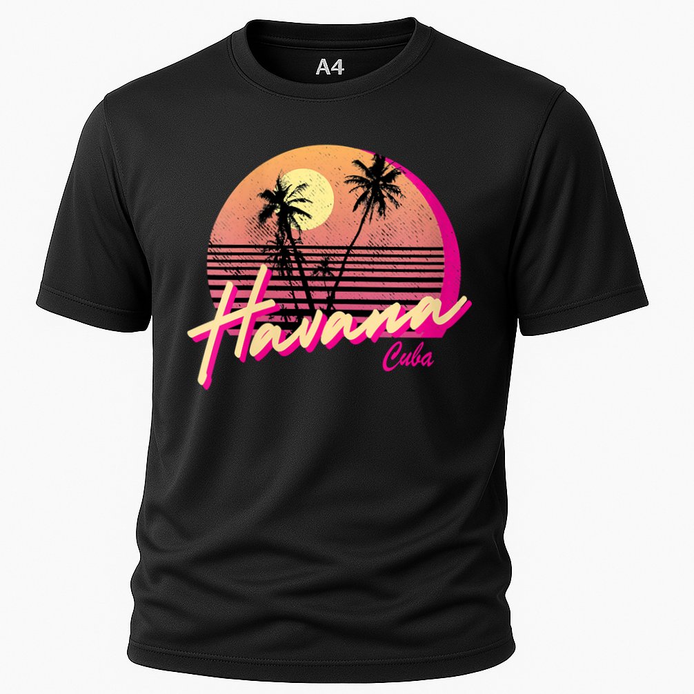 Womens Retro Havana Cuba California Beach Sunset Performance Shirt