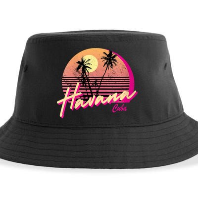 Womens Retro Havana Cuba California Beach Sunset Sustainable Bucket Hat