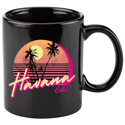 Womens Retro Havana Cuba California Beach Sunset 11oz C Handle Ceramic Mug