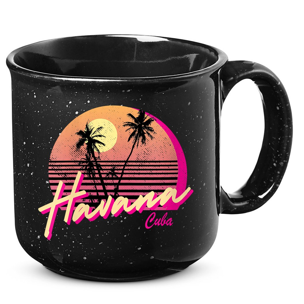 Womens Retro Havana Cuba California Beach Sunset 15oz Campfire Ceramic Mug
