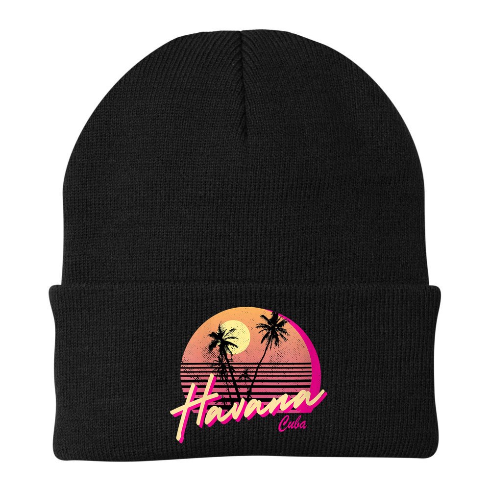 Womens Retro Havana Cuba California Beach Sunset Beanie