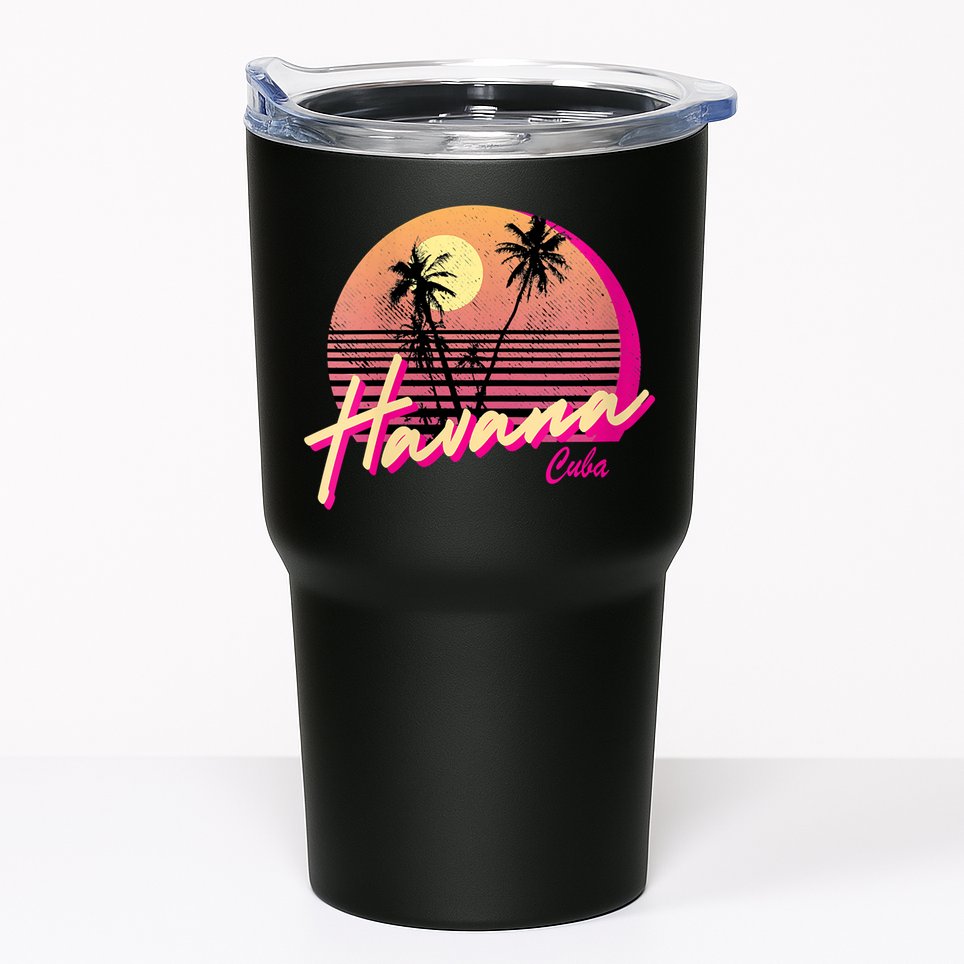 Womens Retro Havana Cuba California Beach Sunset Tumbler