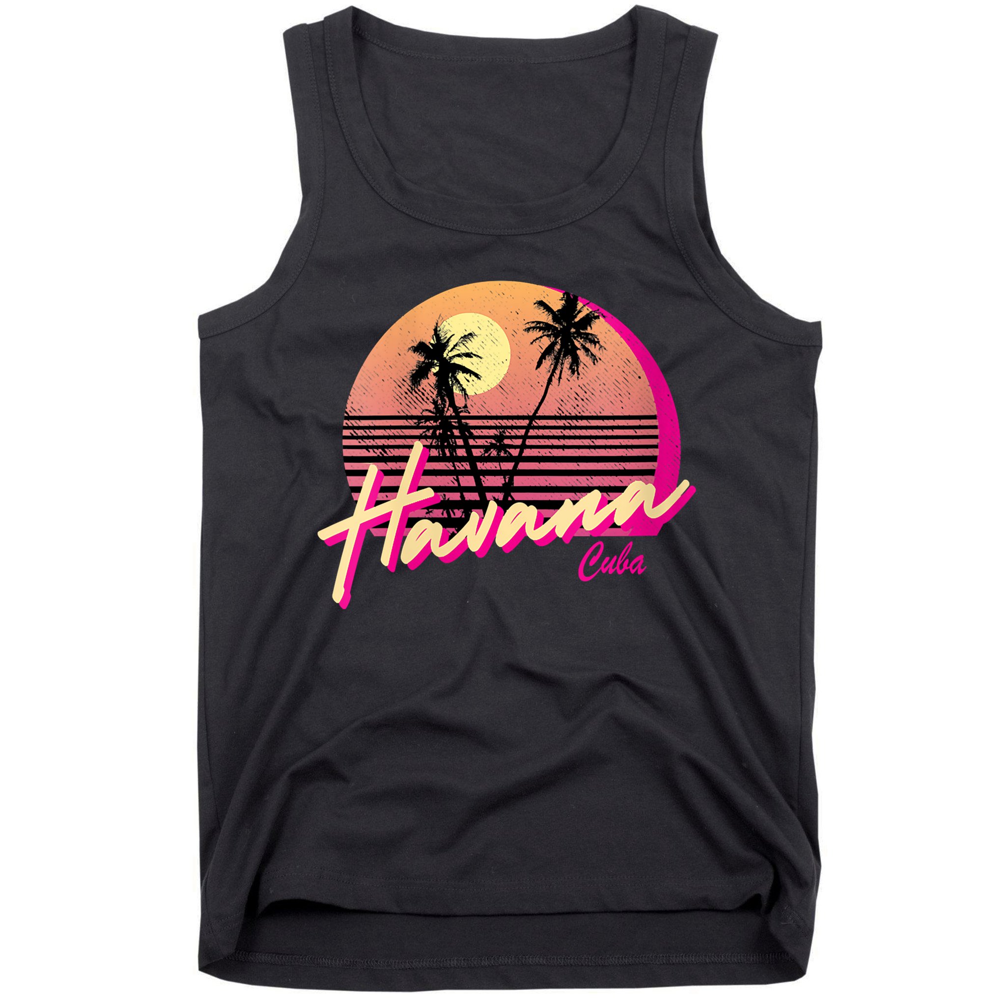 Womens Retro Havana Cuba California Beach Sunset Tank Top