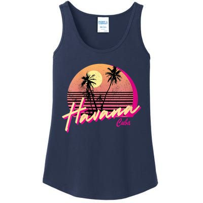 Womens Retro Havana Cuba California Beach Sunset Ladies Essential Tank