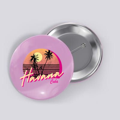 Womens Retro Havana Cuba California Beach Sunset Button
