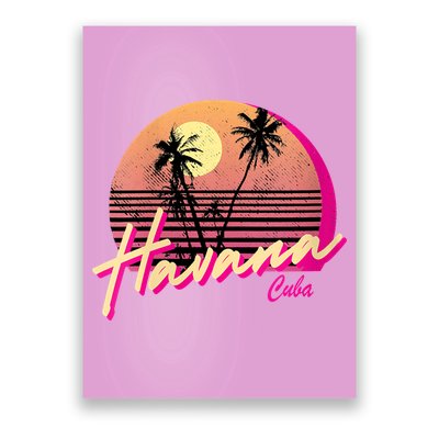 Womens Retro Havana Cuba California Beach Sunset Poster