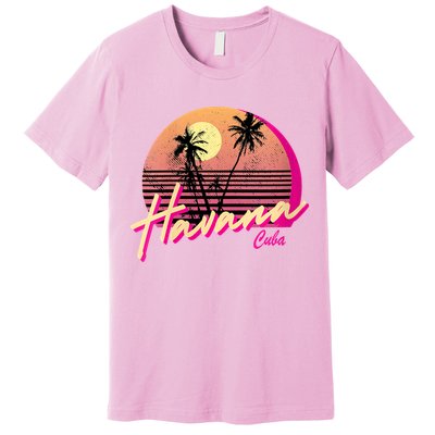 Womens Retro Havana Cuba California Beach Sunset Premium T-Shirt