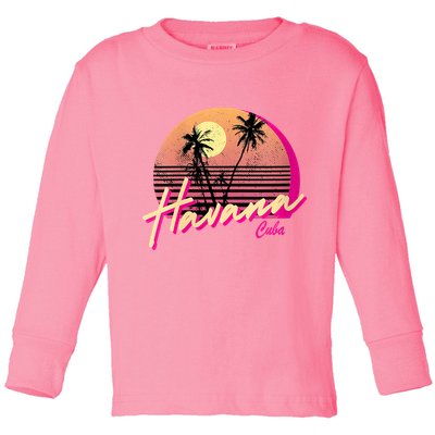 Womens Retro Havana Cuba California Beach Sunset Toddler Long Sleeve Shirt