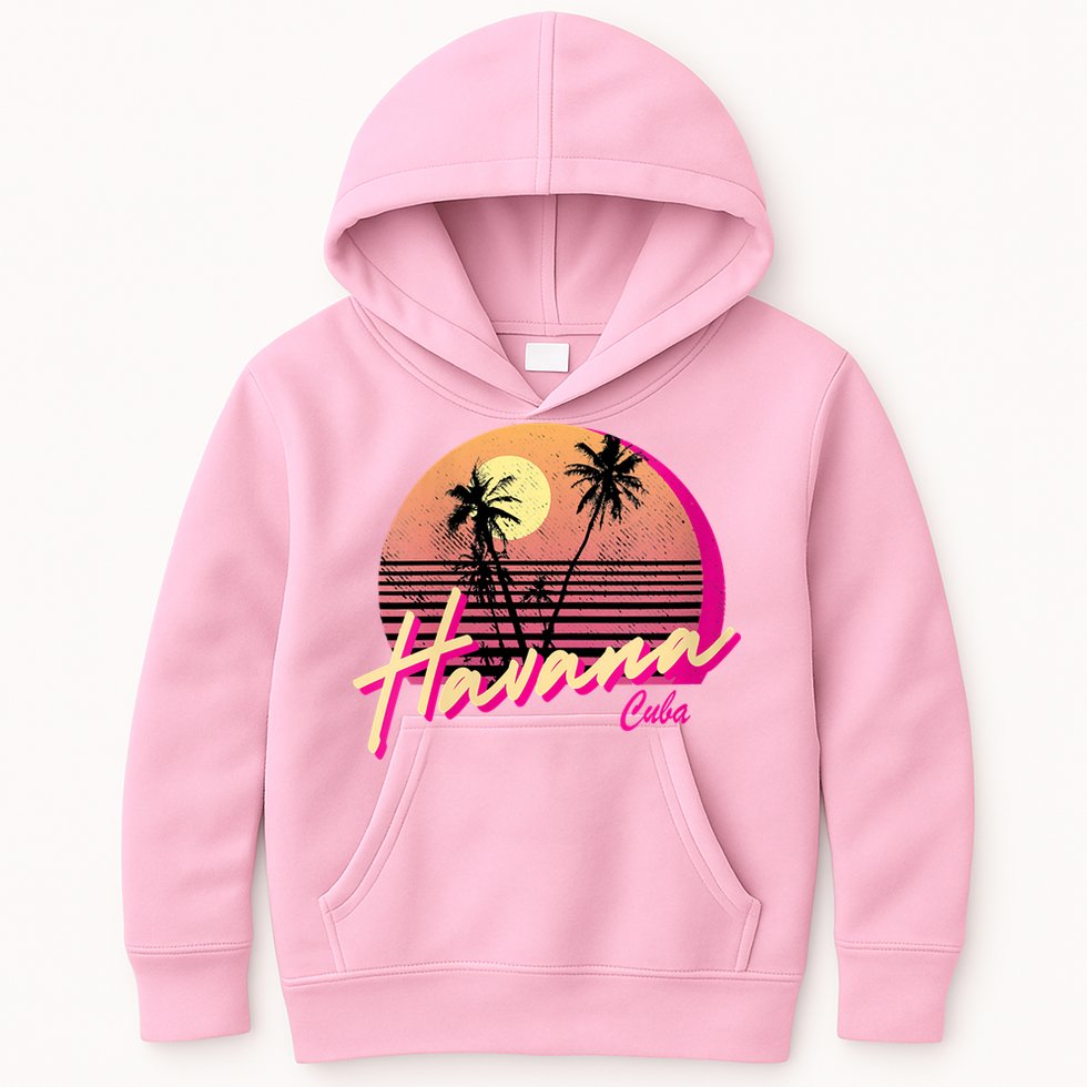 Womens Retro Havana Cuba California Beach Sunset Kids Hoodie