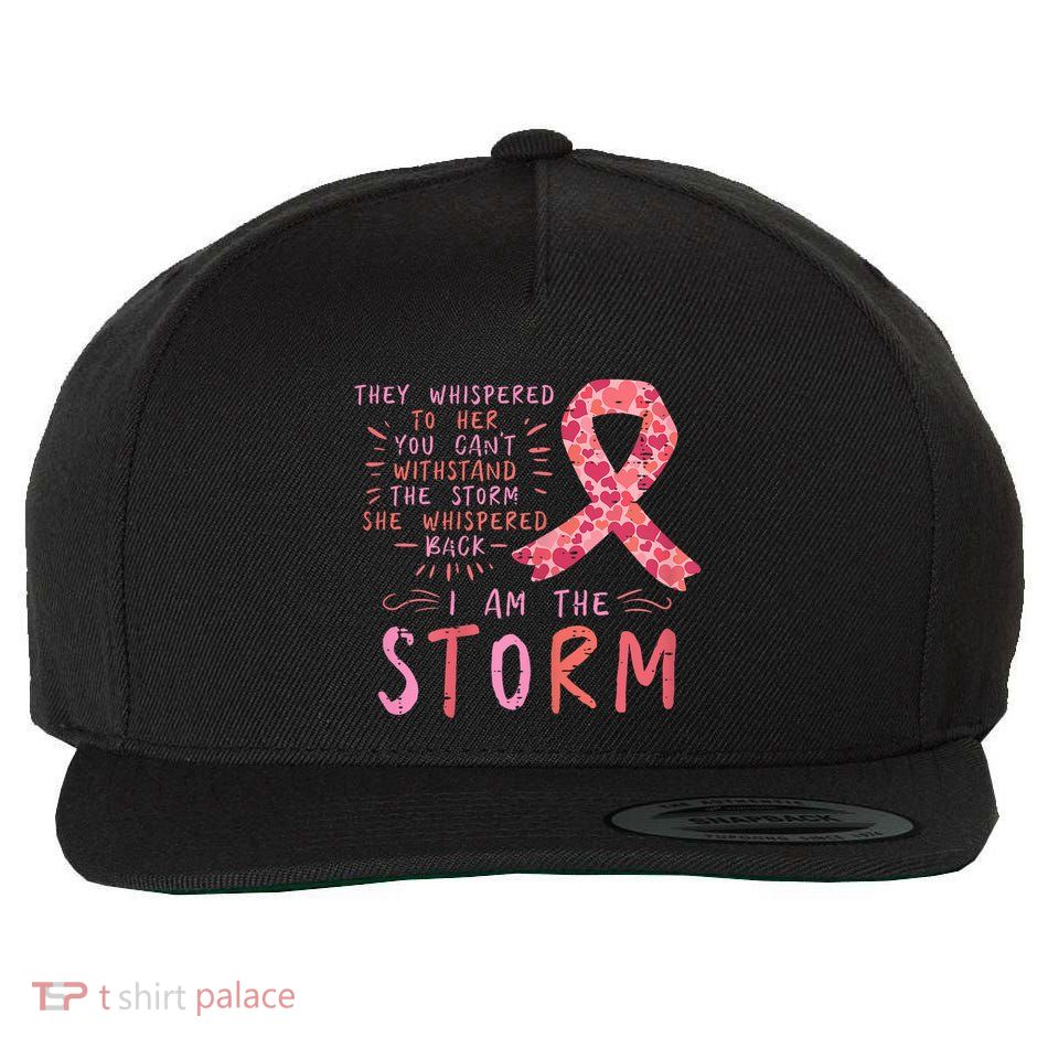 Women Ribbon I Am The Storm Survivor Breast Cancer Awareness Gift Wool Snapback Cap