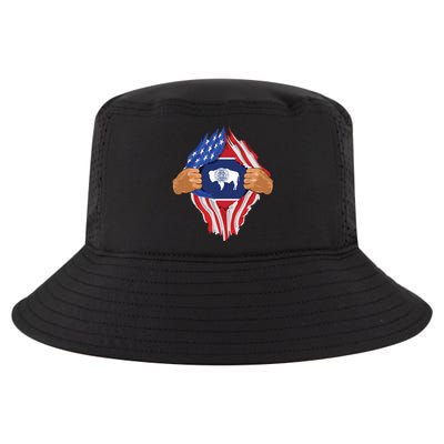 Wyoming Roots Inside State Flag American Proud Cool Comfort Performance Bucket Hat