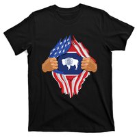 Wyoming Roots Inside State Flag American Proud T-Shirt