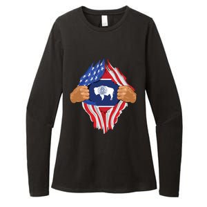 Wyoming Roots Inside State Flag American Proud Womens CVC Long Sleeve Shirt