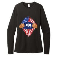 Wyoming Roots Inside State Flag American Proud Womens CVC Long Sleeve Shirt