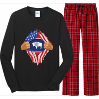 Wyoming Roots Inside State Flag American Proud Long Sleeve Pajama Set