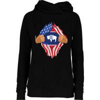 Wyoming Roots Inside State Flag American Proud Womens Funnel Neck Pullover Hood