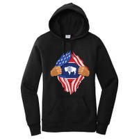 Wyoming Roots Inside State Flag American Proud Women's Pullover Hoodie