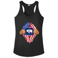 Wyoming Roots Inside State Flag American Proud Ladies PosiCharge Competitor Racerback Tank