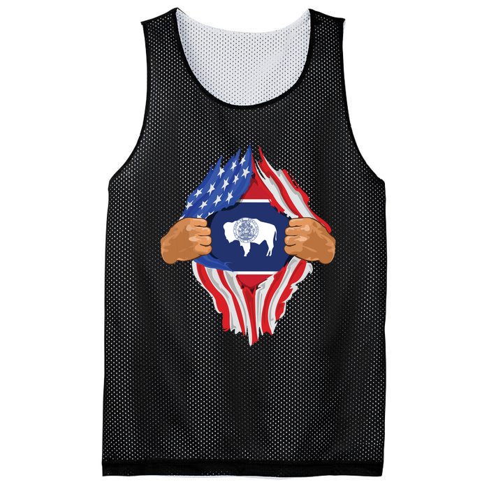 Wyoming Roots Inside State Flag American Proud Mesh Reversible Basketball Jersey Tank