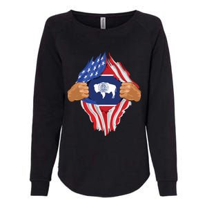 Wyoming Roots Inside State Flag American Proud Womens California Wash Sweatshirt