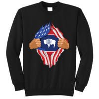 Wyoming Roots Inside State Flag American Proud Tall Sweatshirt