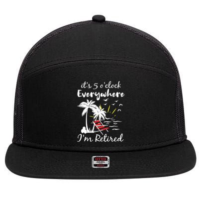 Womens Retirement It's 5 O'Clock Everywhere I'm Retired Summer 7 Panel Mesh Trucker Snapback Hat