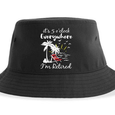 Womens Retirement It's 5 O'Clock Everywhere I'm Retired Summer Sustainable Bucket Hat