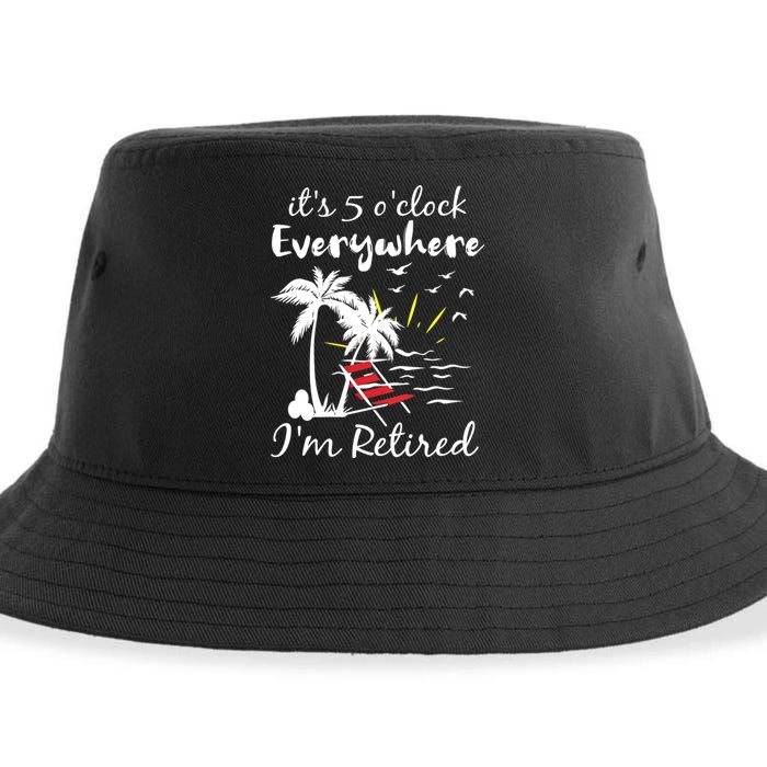 Womens Retirement It's 5 O'Clock Everywhere I'm Retired Summer Sustainable Bucket Hat