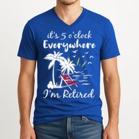 Womens Retirement It's 5 O'Clock Everywhere I'm Retired Summer V-Neck T-Shirt