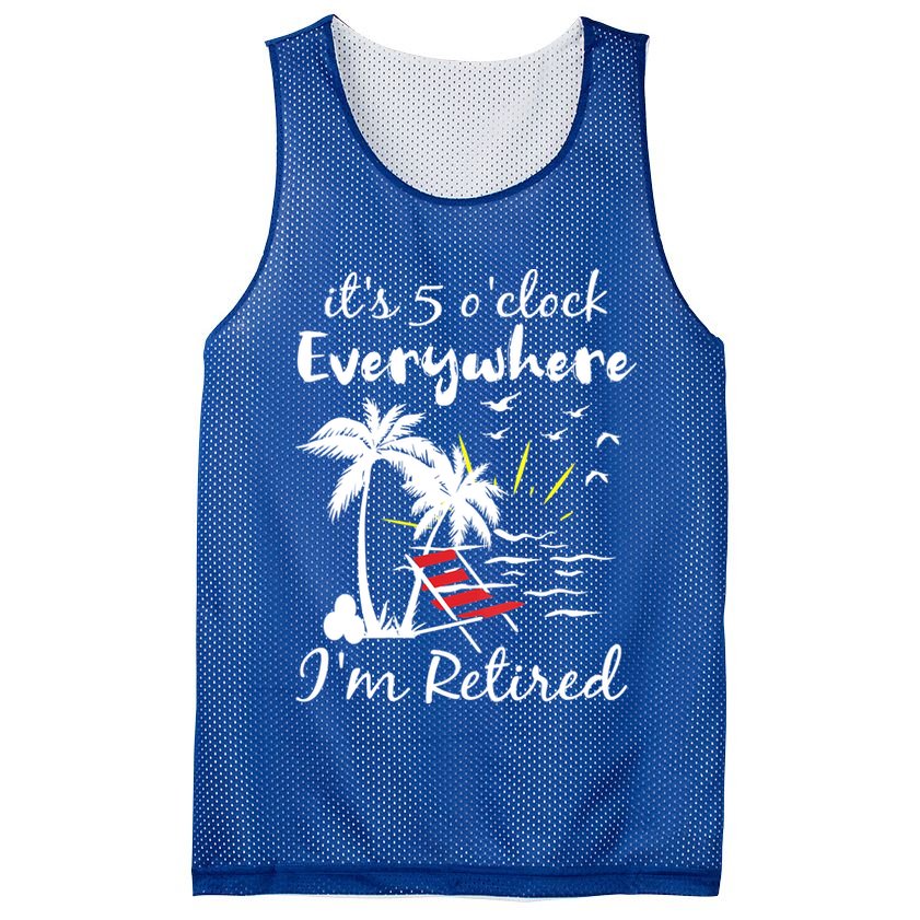 Womens Retirement It's 5 O'Clock Everywhere I'm Retired Summer Mesh Reversible Basketball Jersey Tank