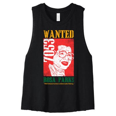 Wanted Rosa Inspirational Black History Month Gift Women's Racerback Cropped Tank