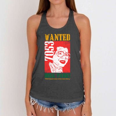 Wanted Rosa Inspirational Black History Month Gift Women's Knotted Racerback Tank