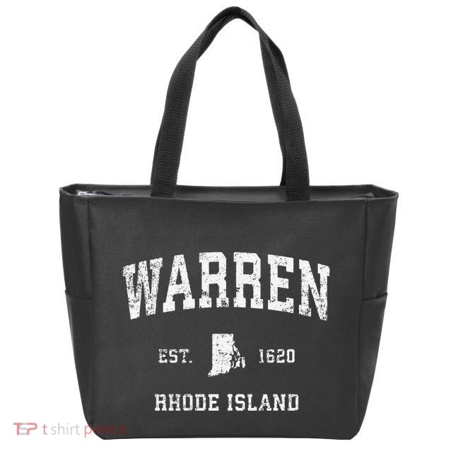 Warren Rhode Island Ri Vintage Athletic Sports Zip Tote Bag