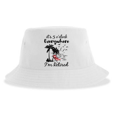 Womens Retirement It's 5 O'Clock Everywhere I'm Retired Summer Sustainable Bucket Hat